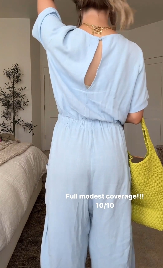 Comfortable breathable cotton and linen short-sleeved/wide-leg jumpsuit