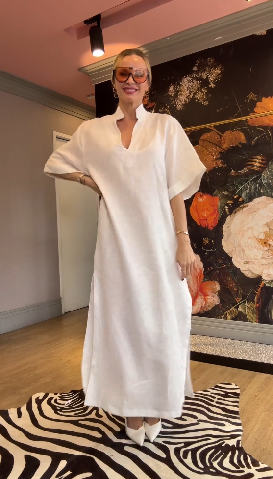 Women's Loose Short Sleeve Dress Slit Maxi Dress