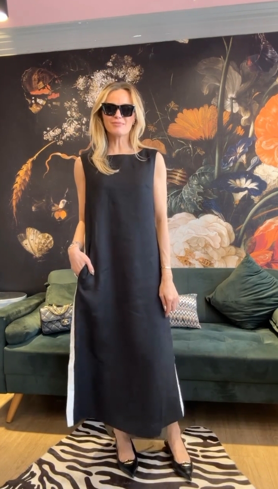 Cotton and Linen Sleeveless Slit Dress