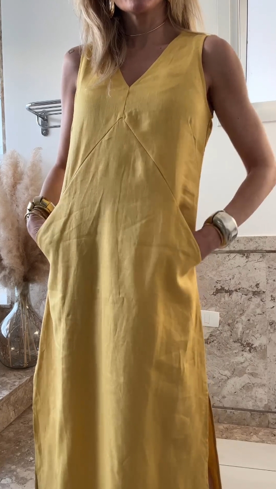 TENCEL + LINEN SLEEVELESS POCKET DRESS(Buy 2 get free shipping)