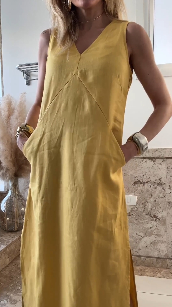 TENCEL + LINEN SLEEVELESS POCKET DRESS(Buy 2 get free shipping)