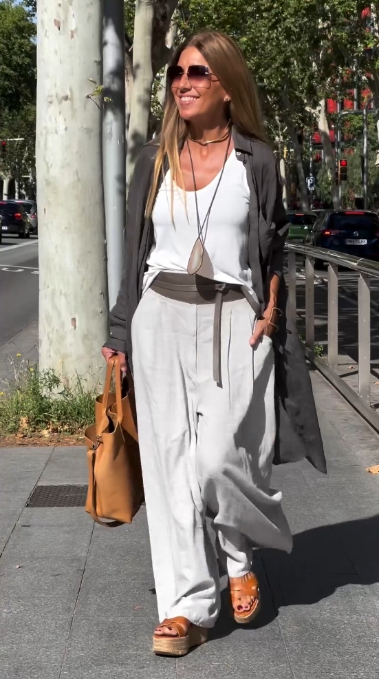 Cotton and linen casual wide-leg pants(Free basic vest)