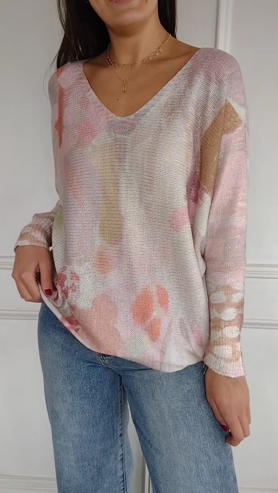 Gradient tie-dye print knitted long sleeves
