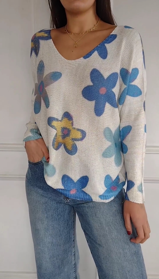 Gradient tie-dye print knitted long sleeves