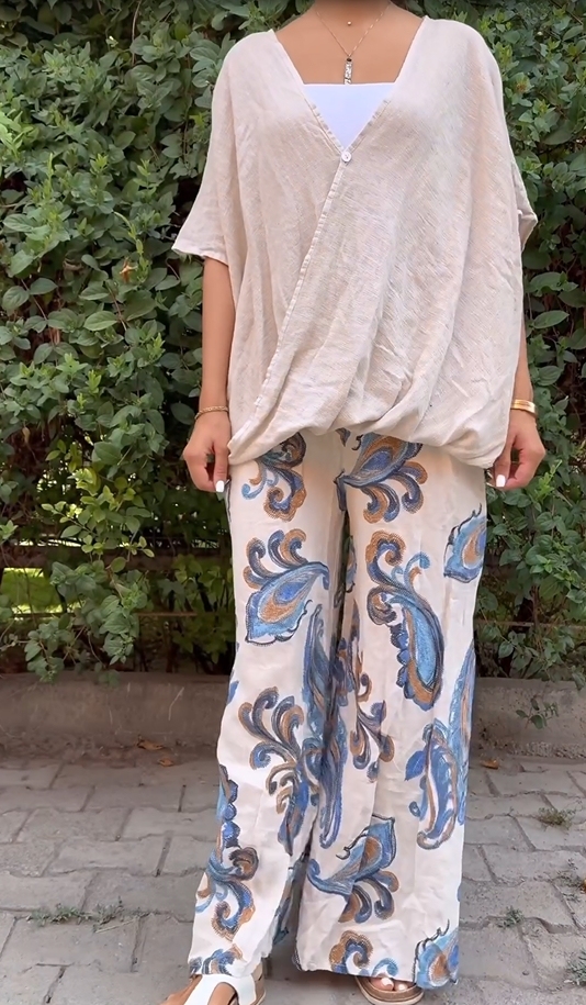 2024 summer cotton and linen loose casual top
