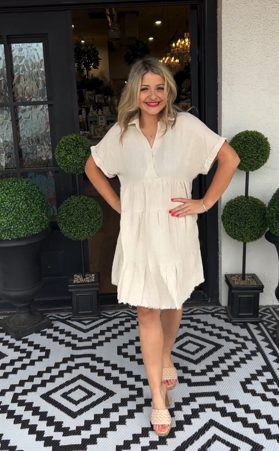 Summer New Cotton and Linen blend Midi Dress
