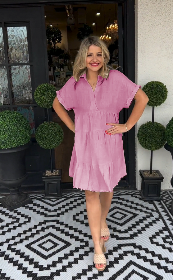 Summer New Cotton and Linen blend Midi Dress