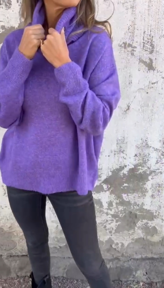 2024 New autumn high collar solid color cashmere sweater