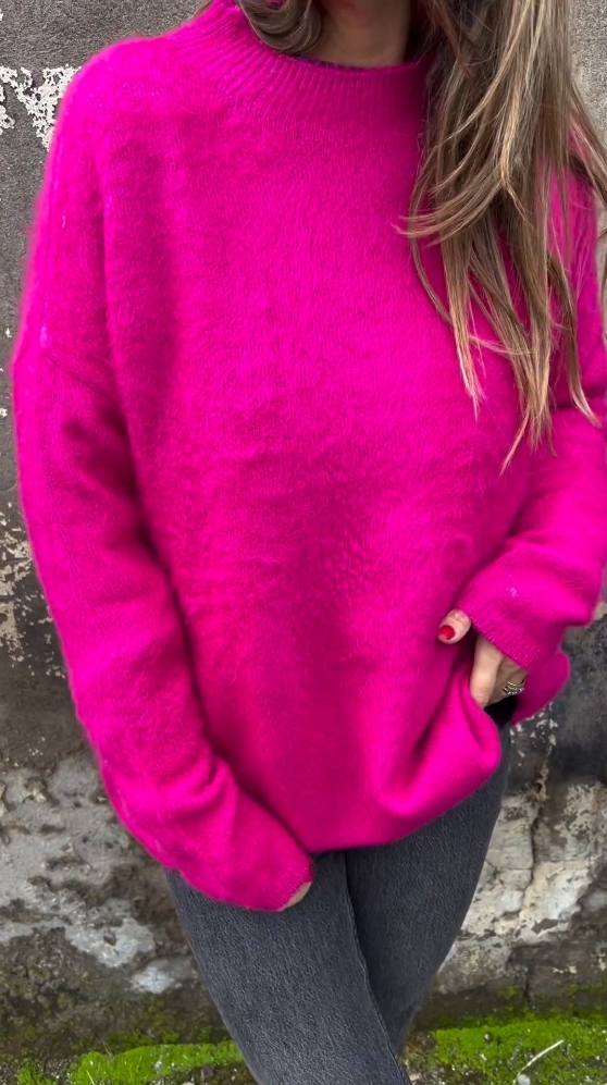 Bright Mohair Cozy Crew Neck Sweater