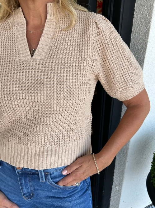 2024 New V-neck wool short-sleeved sweater top
