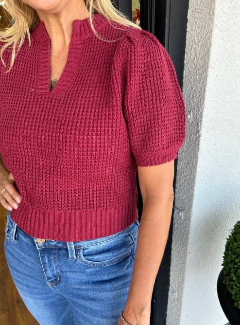 2024 New V-neck wool short-sleeved sweater top