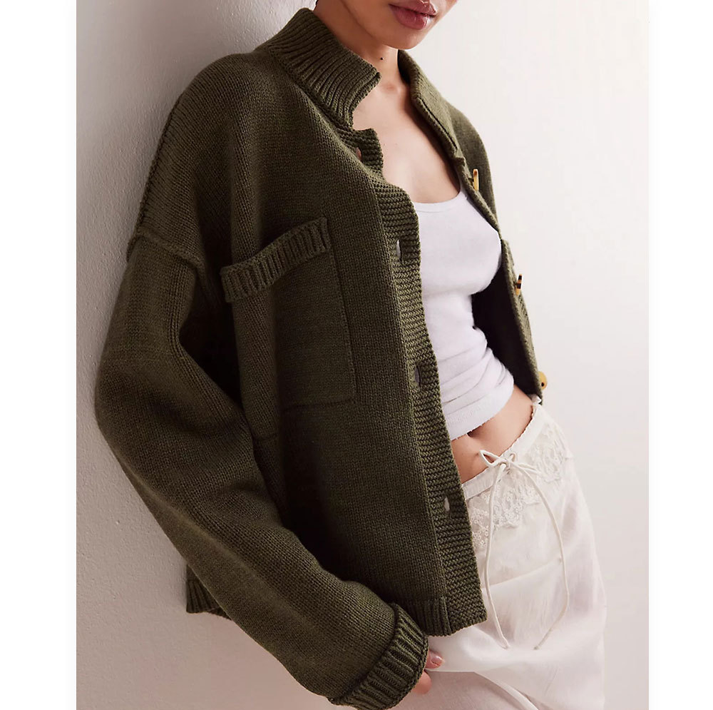 Sweater cardigan Fall Button Down Knit Tops Casual Loose Outerwear Coats