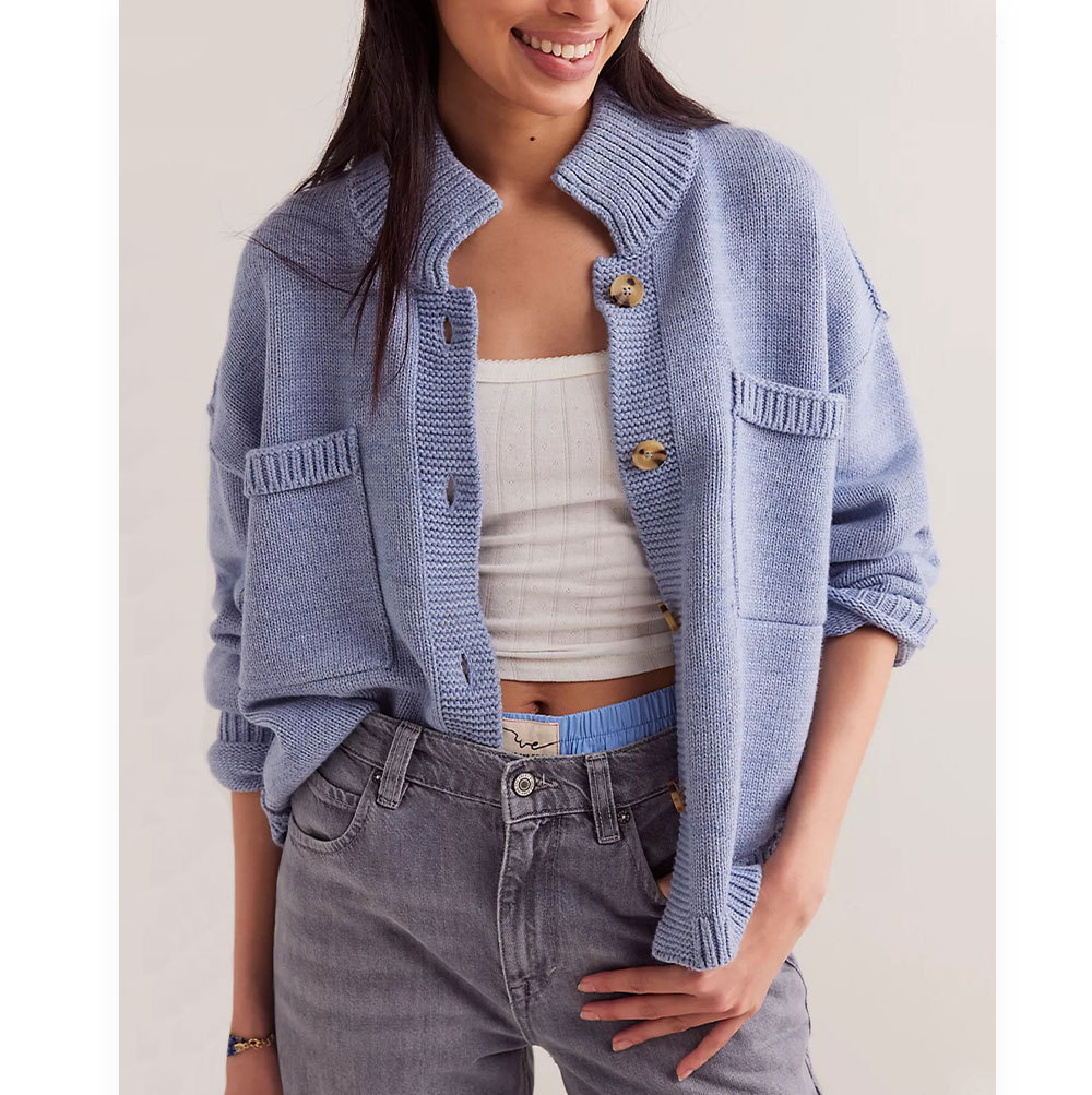 Sweater cardigan Fall Button Down Knit Tops Casual Loose Outerwear Coats