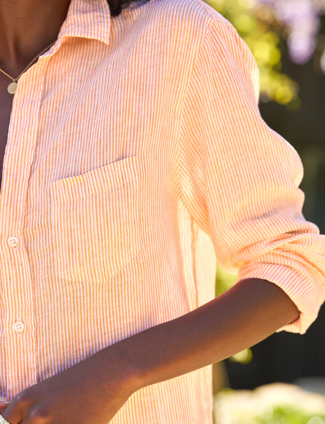 Airy Linen Long Sleeve Basic Shirt Dress