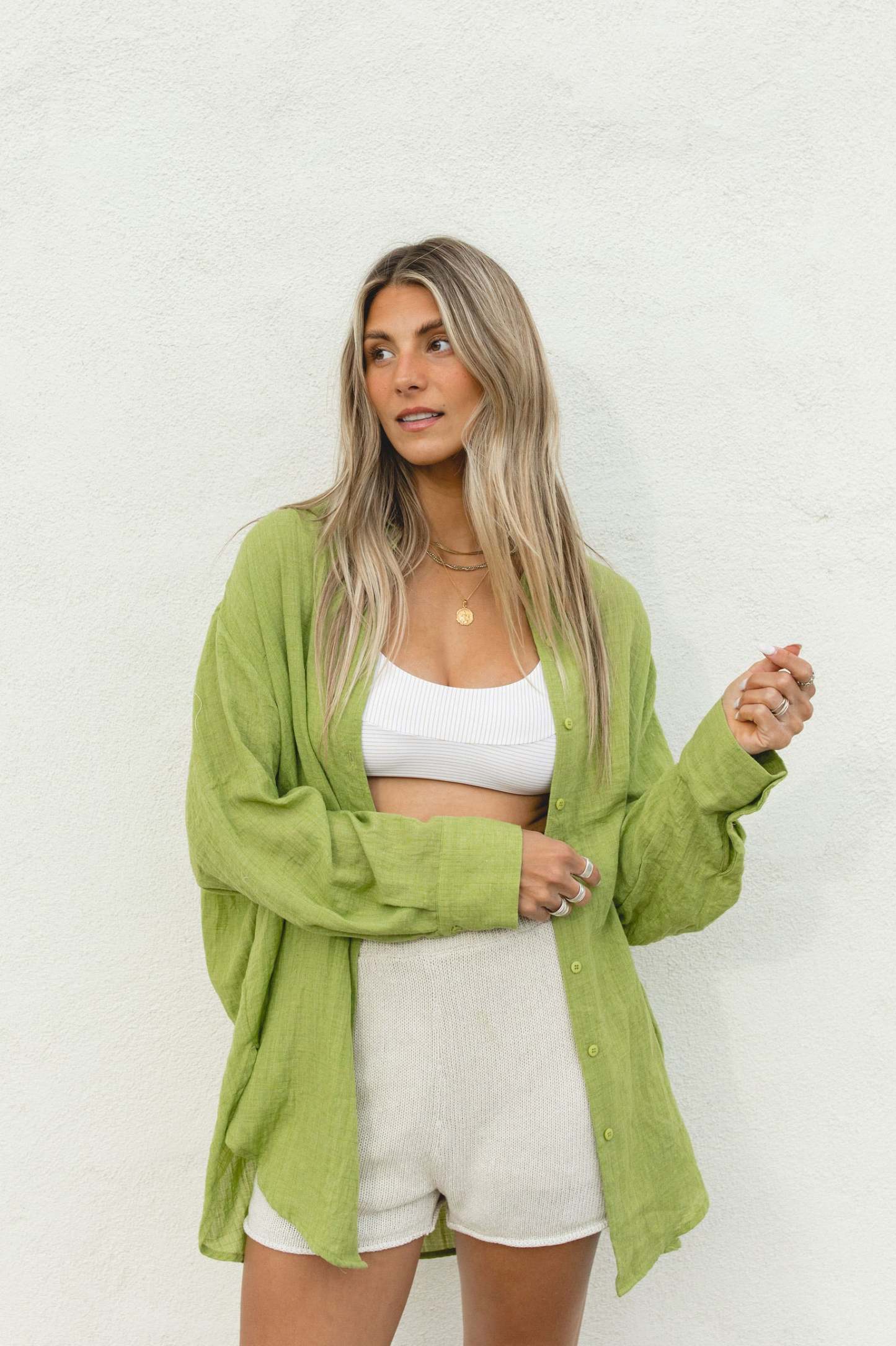 2024Poolside Oversized Button Top