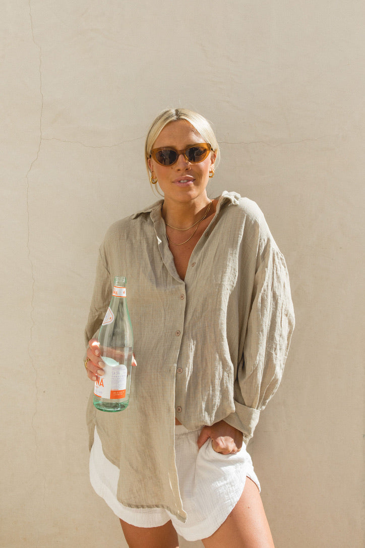 2024Poolside Oversized Button Top