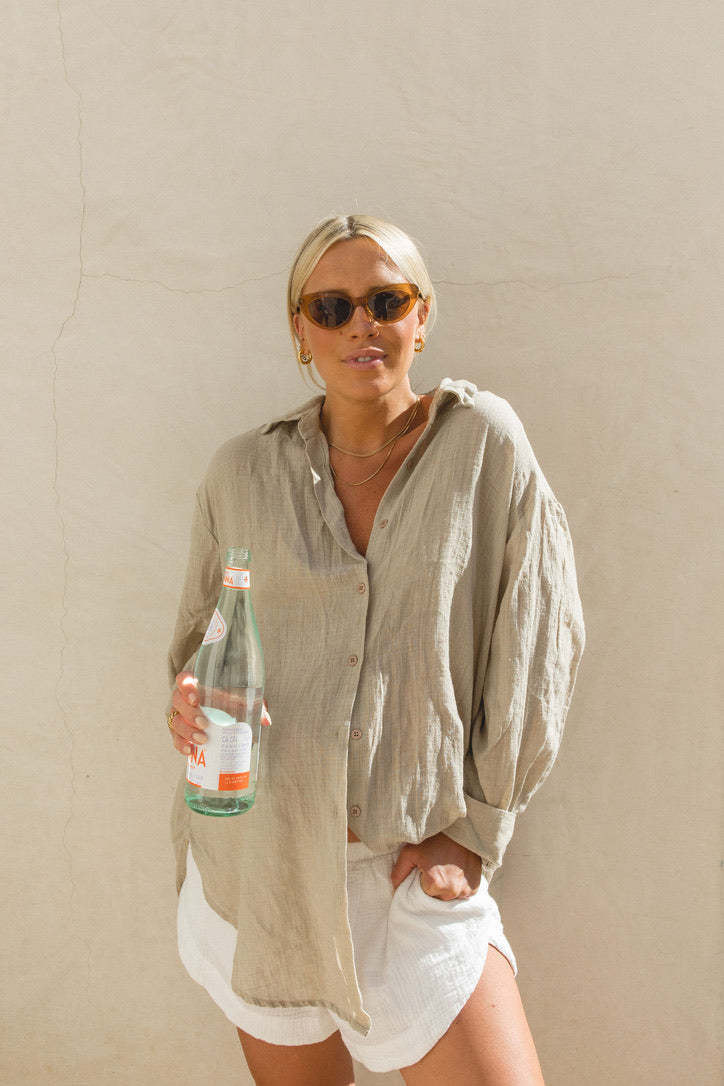 2024Poolside Oversized Button Top