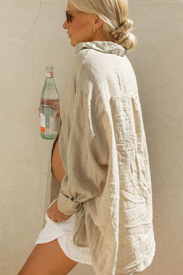 2024Poolside Oversized Button Top