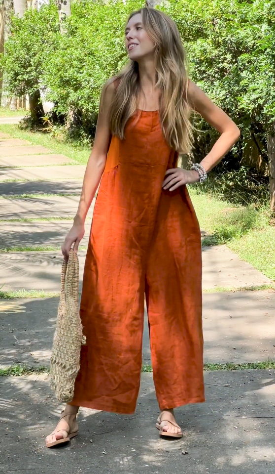 Sleeveless One-piece Casual Bib Pants