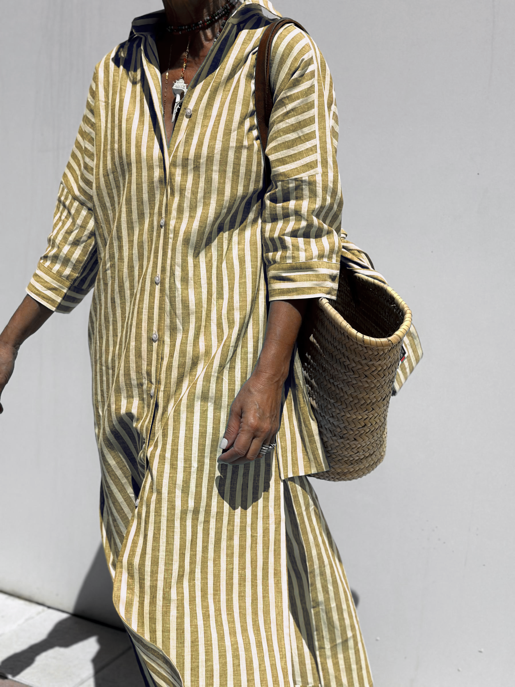 Loose Striped Half Sleeve Shirt Dress(Free belt+Buy 2 get free shipping)