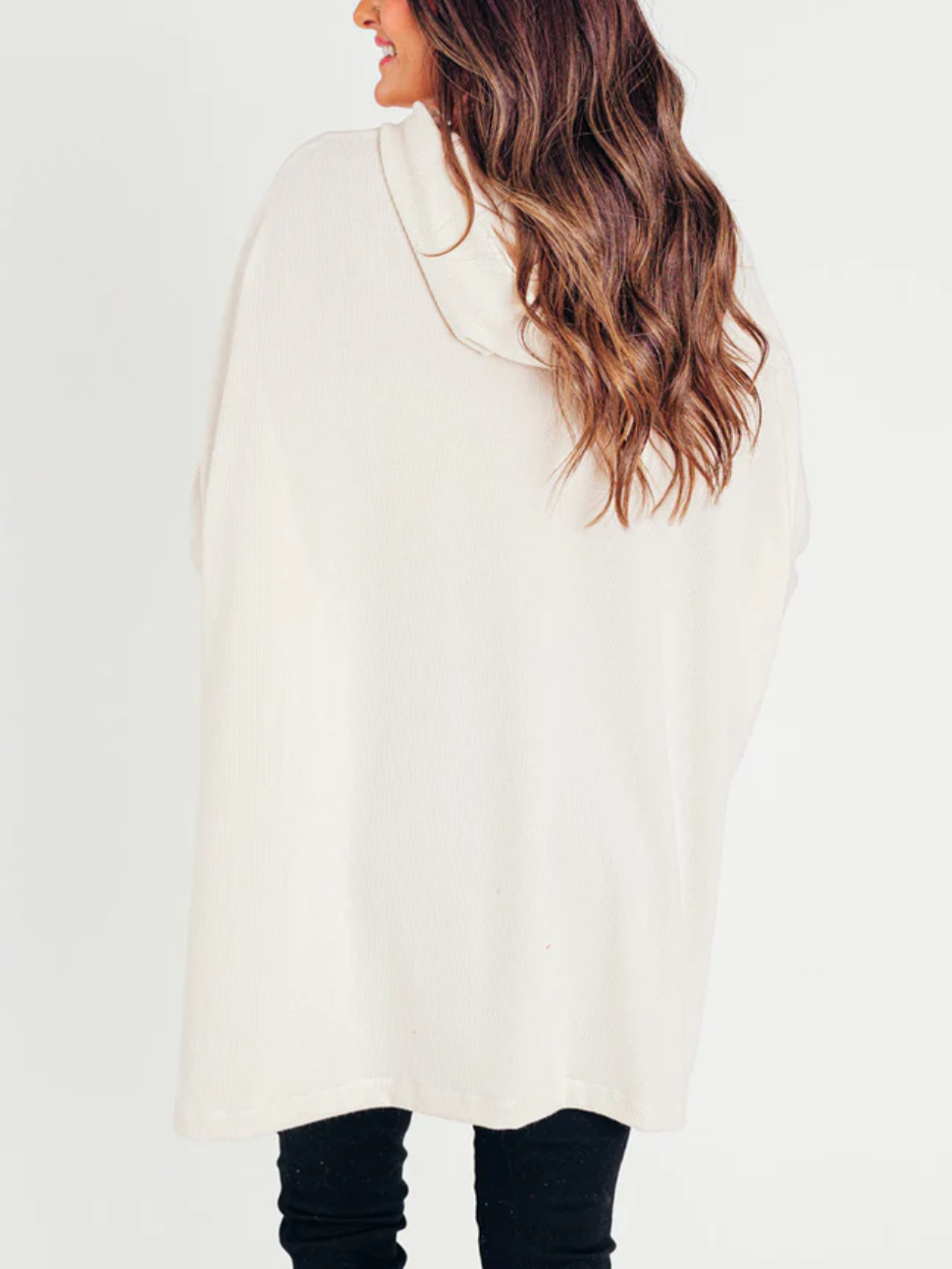 🍁Early Fall Oversized Bat Sleeve Hooded Ribbed Pullover
