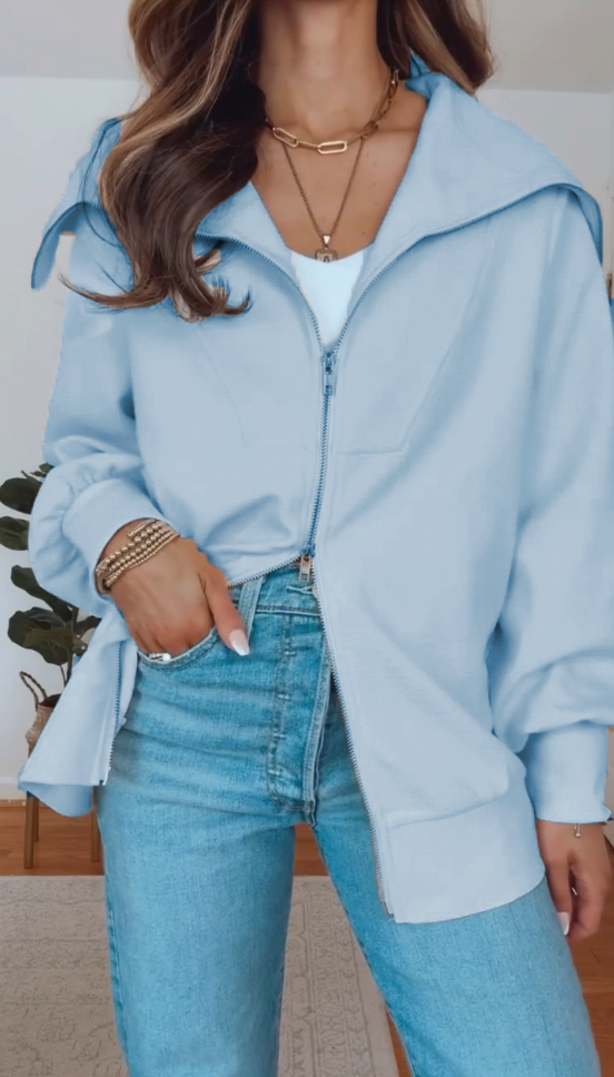 Reversible Gold Zipper Casual Top