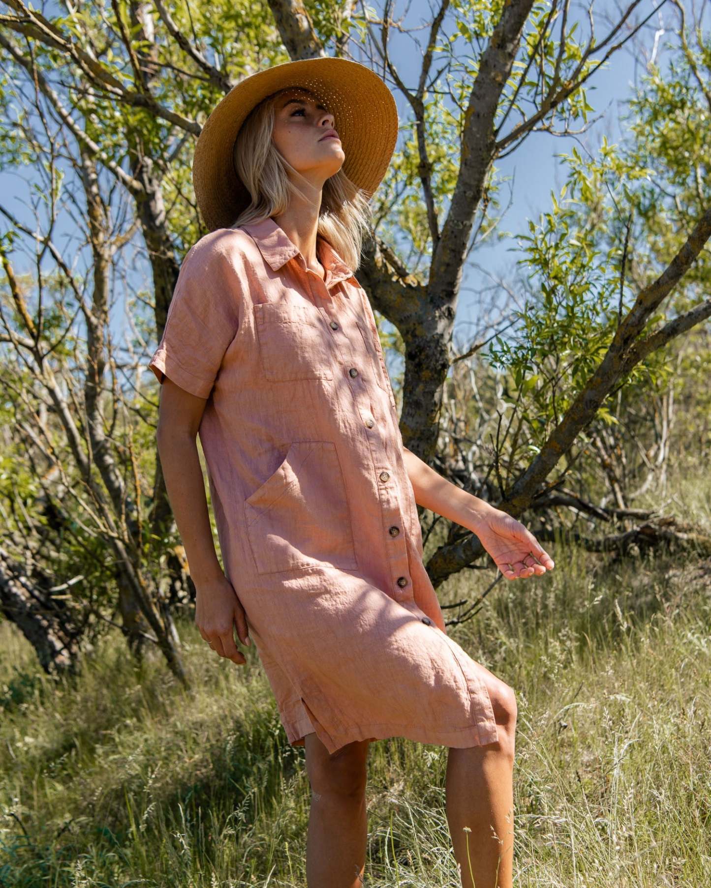 2024linen shirt dress