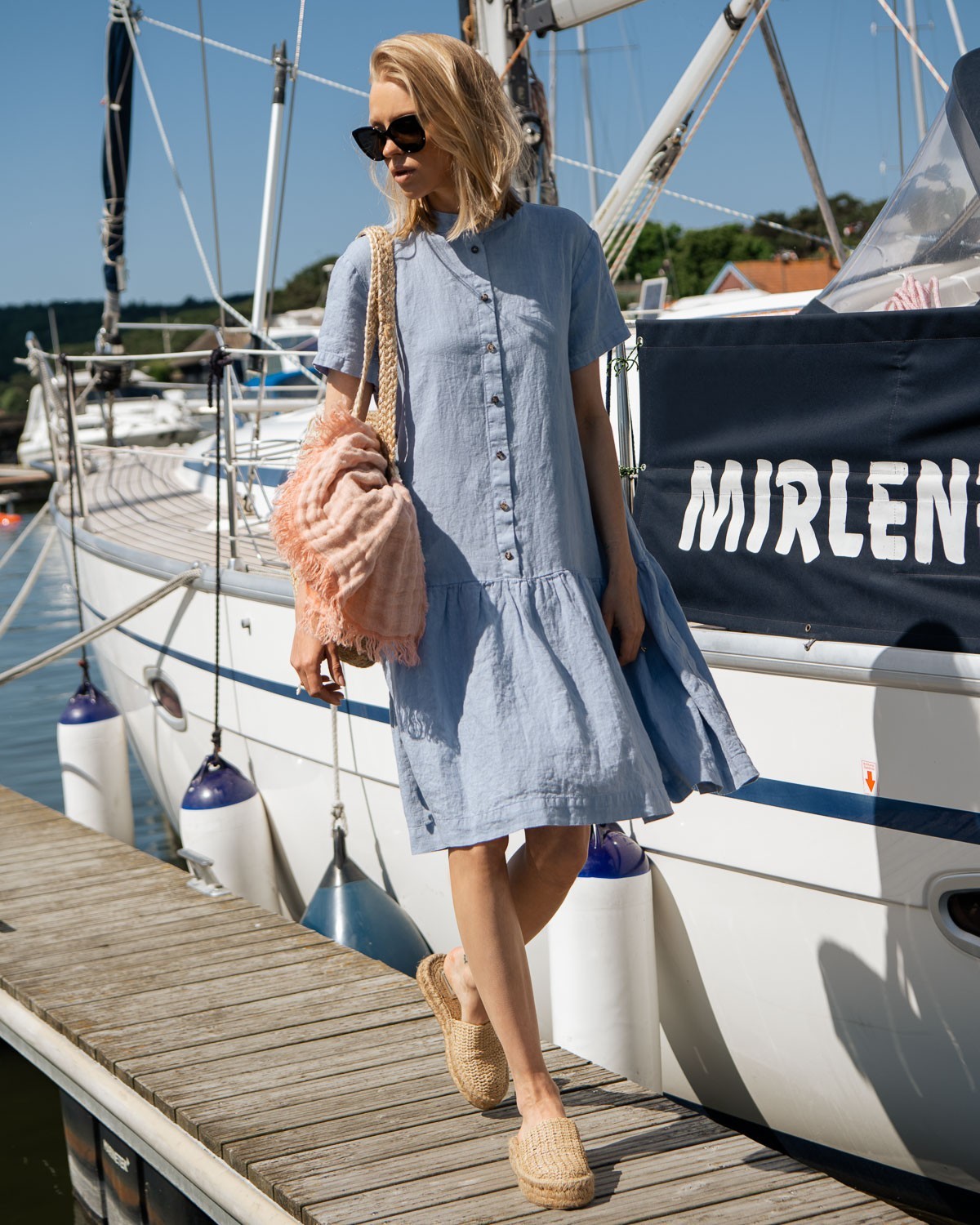 2024Light Blue Linen Dress