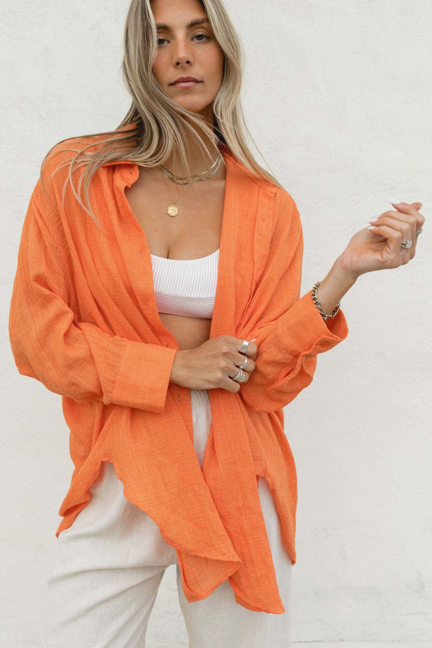 2024Poolside Oversized Button Top
