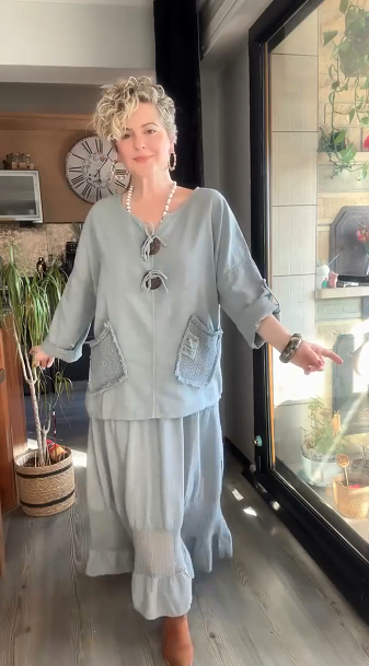 2025 Spring and Summer Women's Linen Loose Drape Flowing Two-piece Set