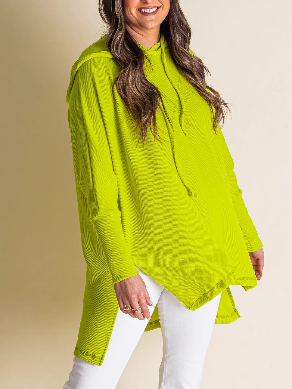 🍁Early Fall Oversized Bat Sleeve Hooded Ribbed Pullover