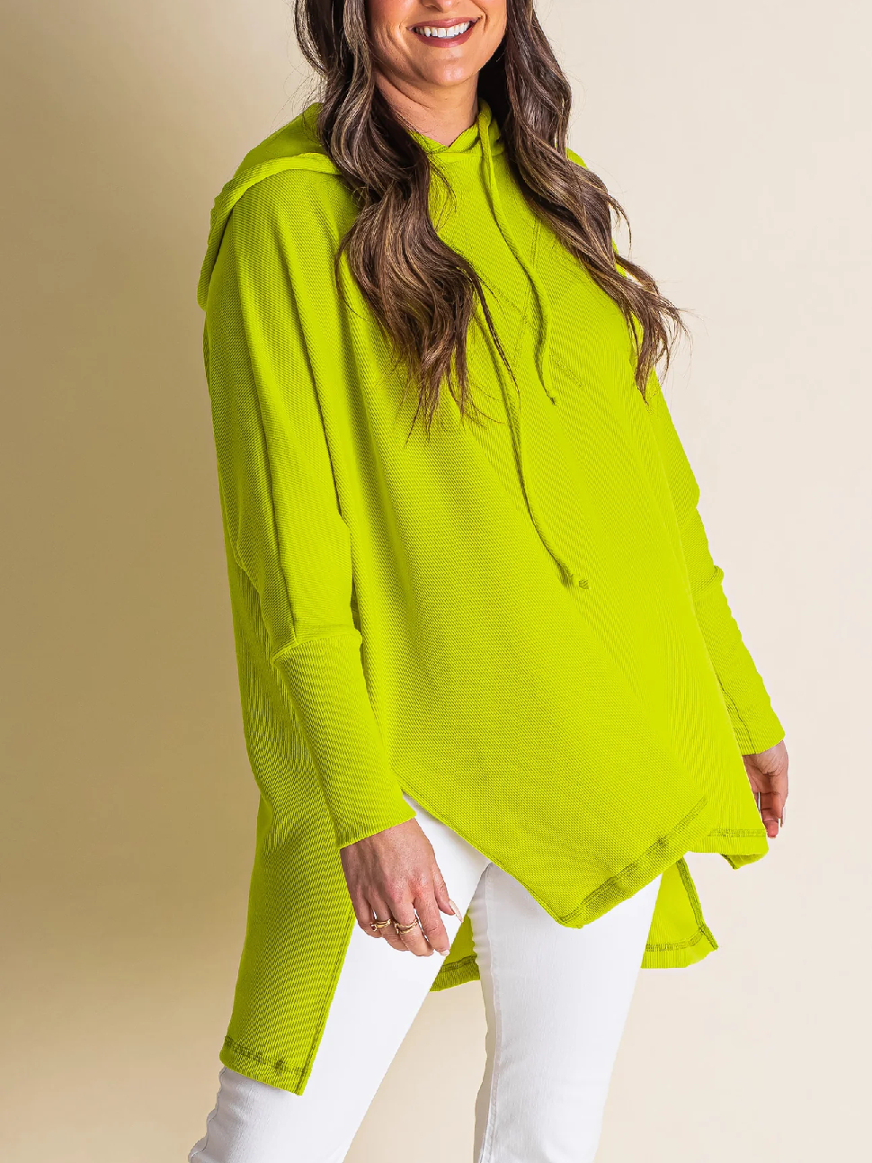🍁Early Fall Oversized Bat Sleeve Hooded Ribbed Pullover