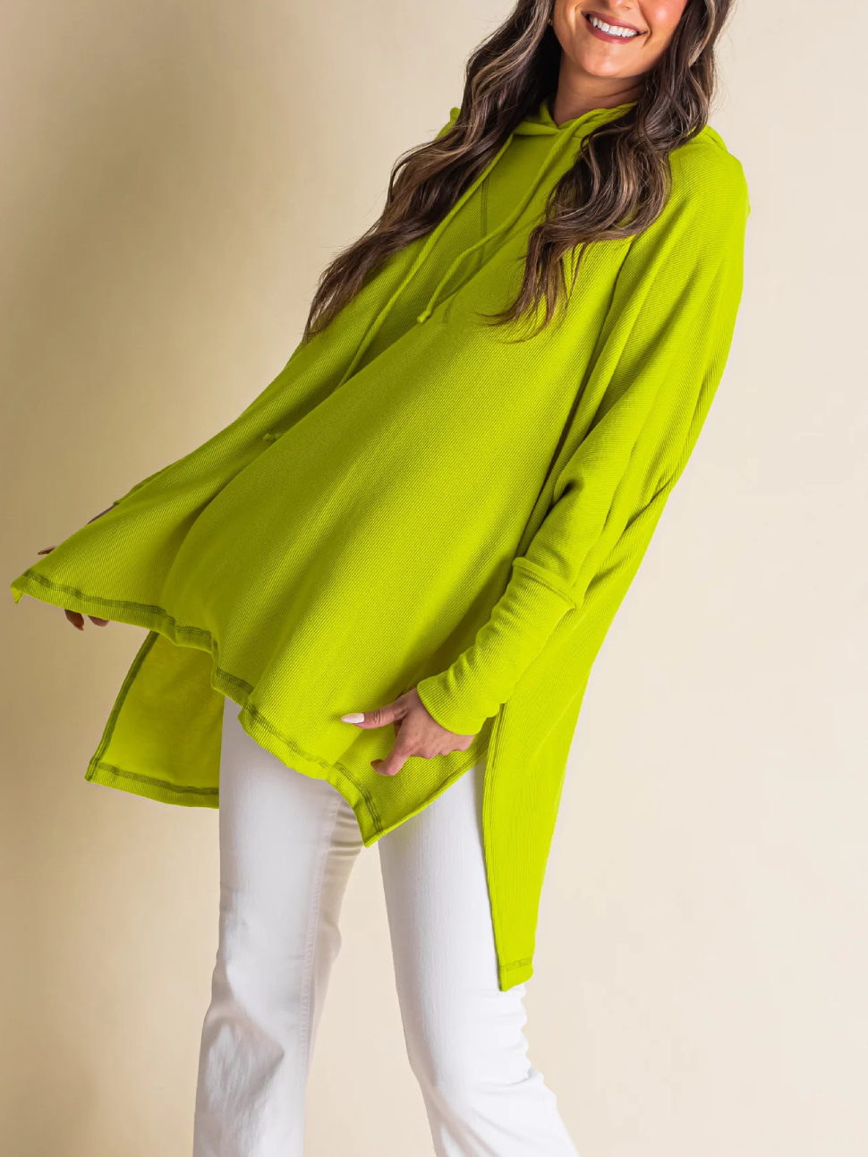 🍁Early Fall Oversized Bat Sleeve Hooded Ribbed Pullover