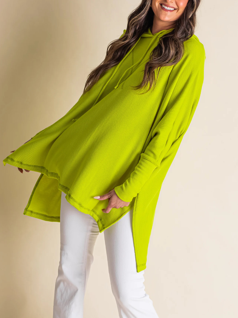 🍁Early Fall Oversized Bat Sleeve Hooded Ribbed Pullover