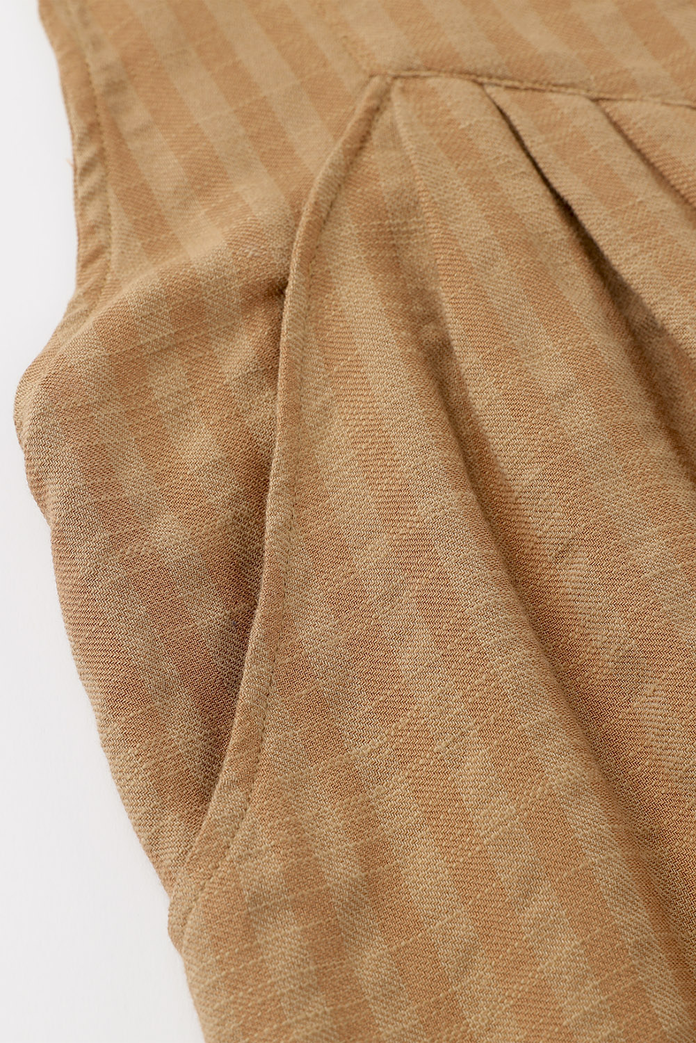 Brown/Coffee Striped Pleated Wide Leg Pocketed Jumpsuit