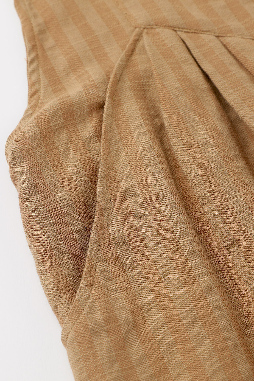 Brown/Coffee Striped Pleated Wide Leg Pocketed Jumpsuit