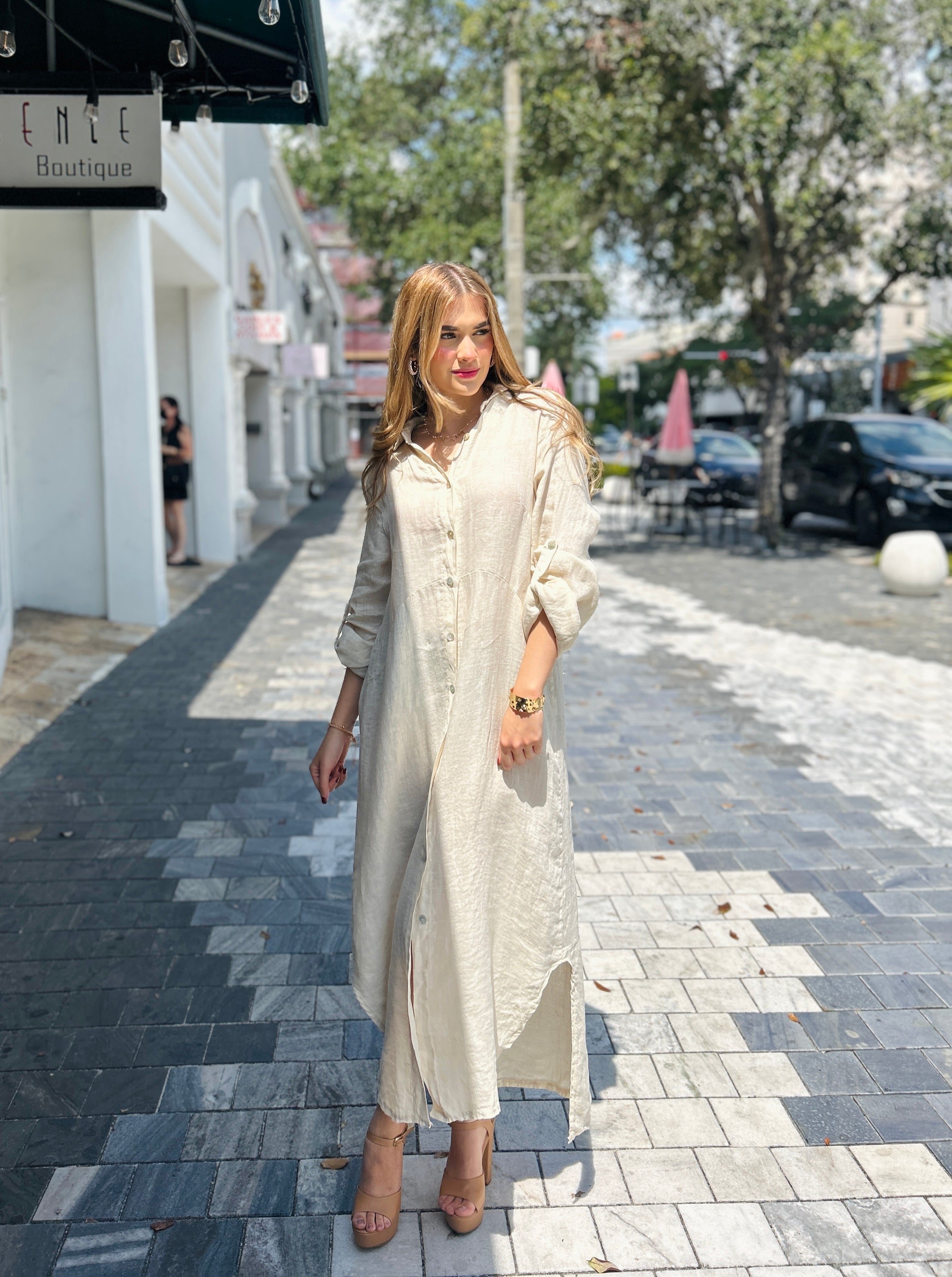 Sicily Linen Maxi Shirt