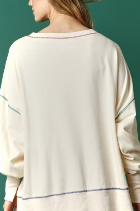 2024 Women's Christmas Sequin Printed Crew Neck Long Sleeve Shirt