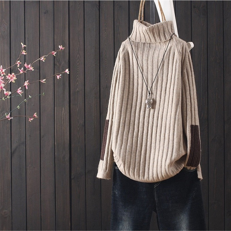 Women's high collar cashmere casual warm sweater