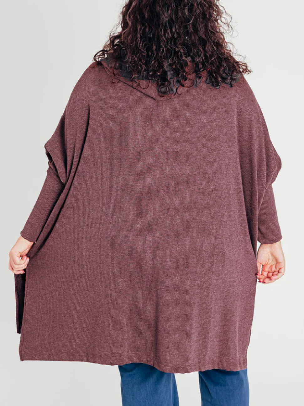 🍁Early Fall Oversized Bat Sleeve Hooded Ribbed Pullover