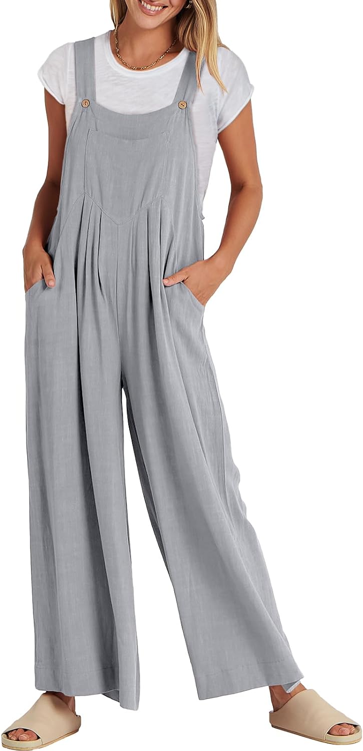 Women's Jumpsuit Wide Leg Casual Summer Outfit Linen Jumpsuit Sleeveless Suspender