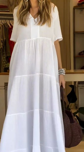 2025 Ladies Cotton and Linen Elegant Vintage Dress