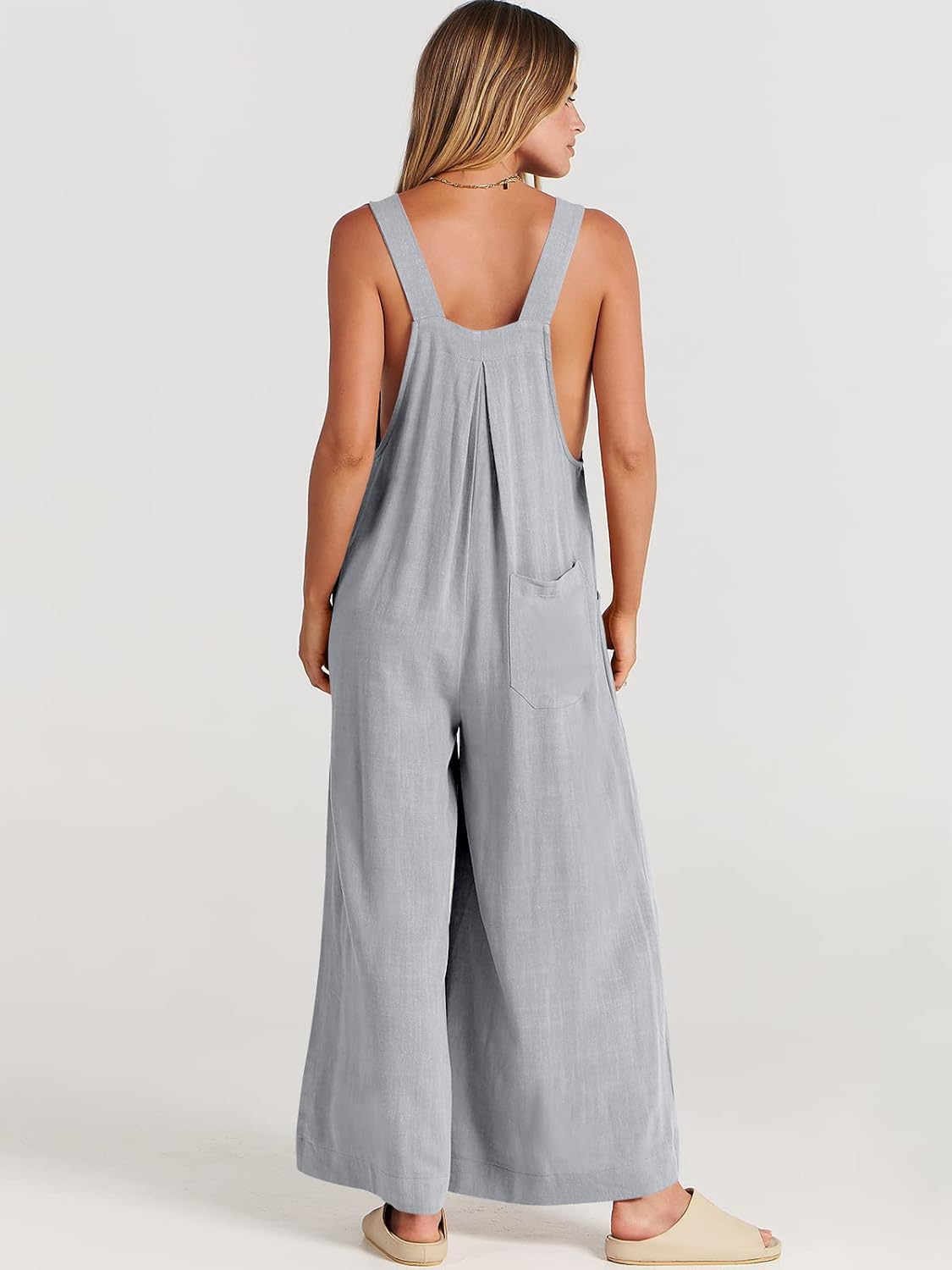 Women's Jumpsuit Wide Leg Casual Summer Outfit Linen Jumpsuit Sleeveless Suspender