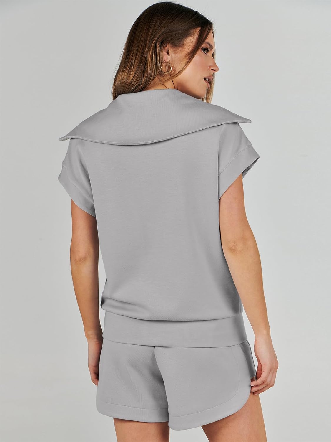 Women's two-piece summer half-zip short suit sportswear