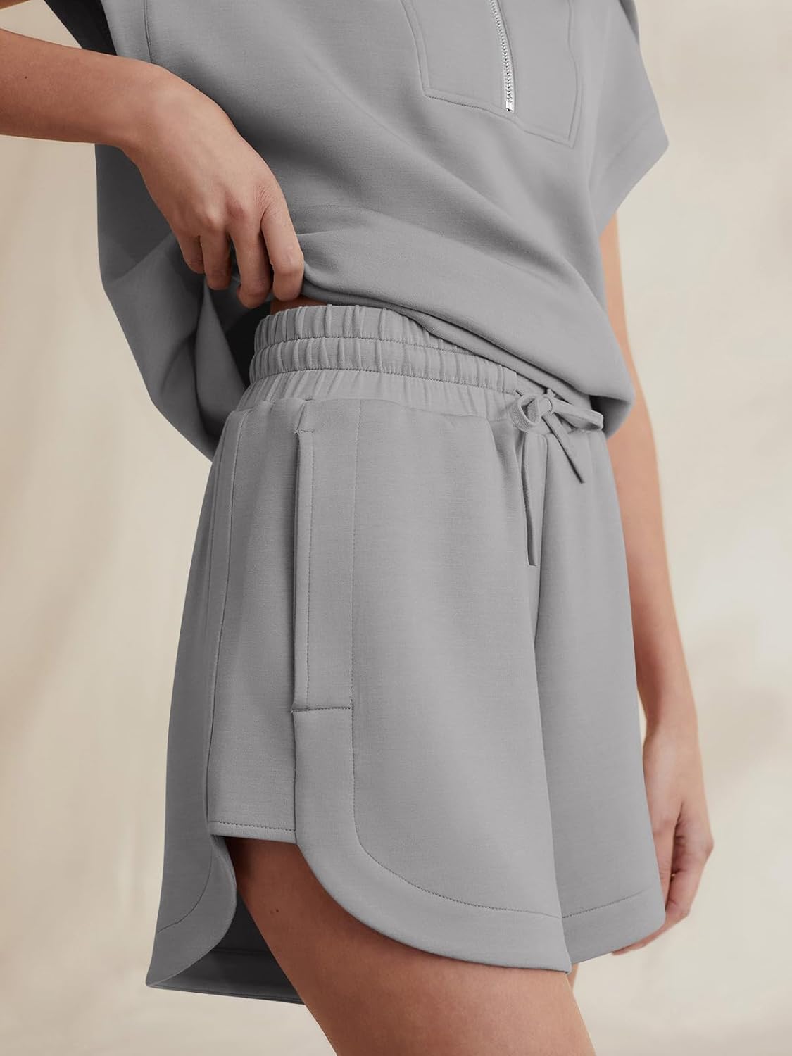 Women's two-piece summer half-zip short suit sportswear