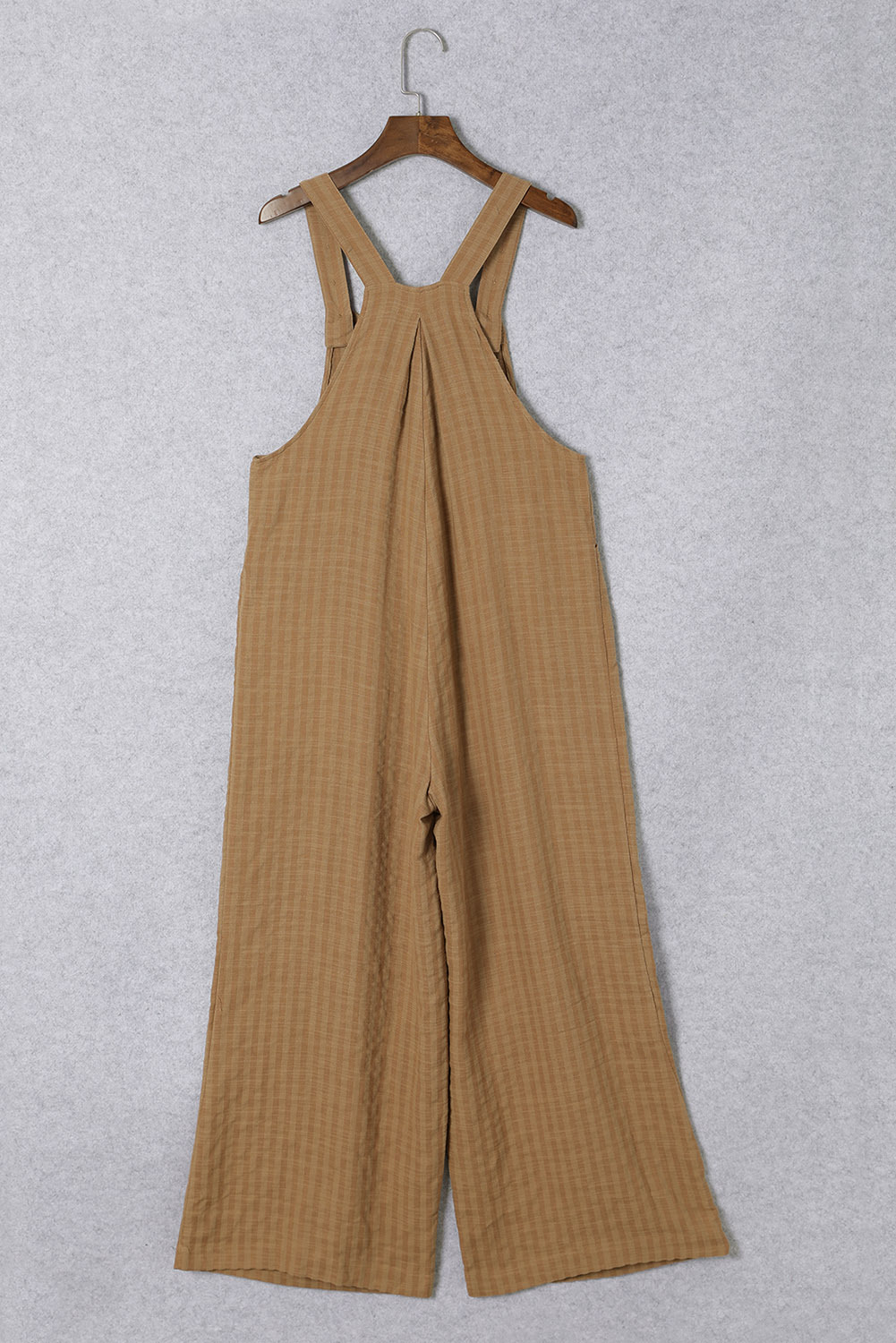 Brown/Coffee Striped Pleated Wide Leg Pocketed Jumpsuit