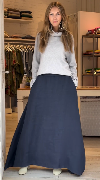 Women's Cotton and Linen Vintage Flowing Skirt