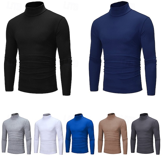 2024 Men's Turtleneck Solid Color Vintage Cashmere Warm Shirt