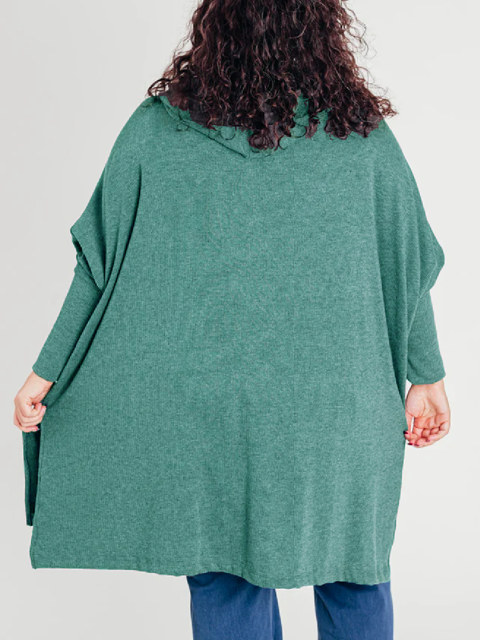 🍁Early Fall Oversized Bat Sleeve Hooded Ribbed Pullover