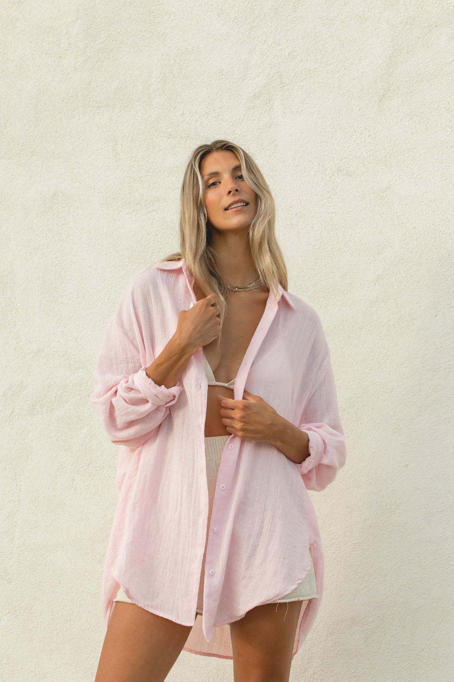2024Poolside Oversized Button Top
